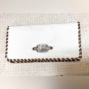 Brighton White and Brown Leather Wallet with Ornate Detailing